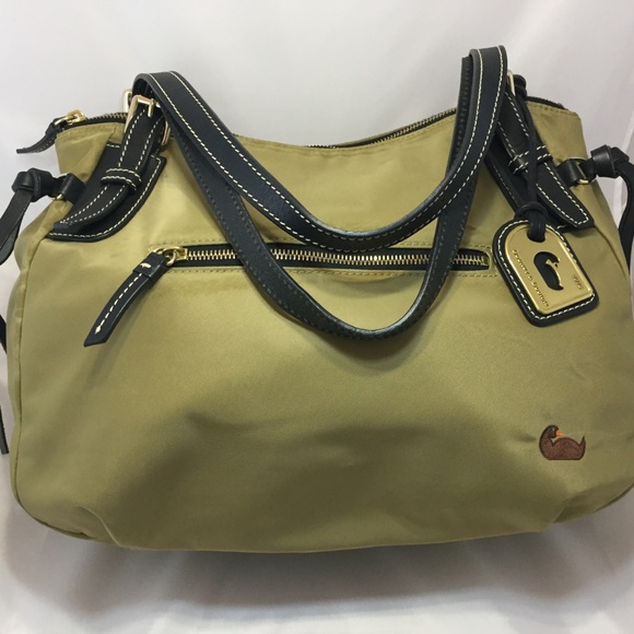 black and tan nylon Dooney and Bourke purse - Picture 3 of 8